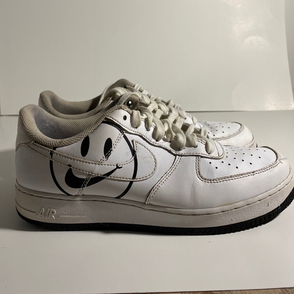 white air forces with smiley face